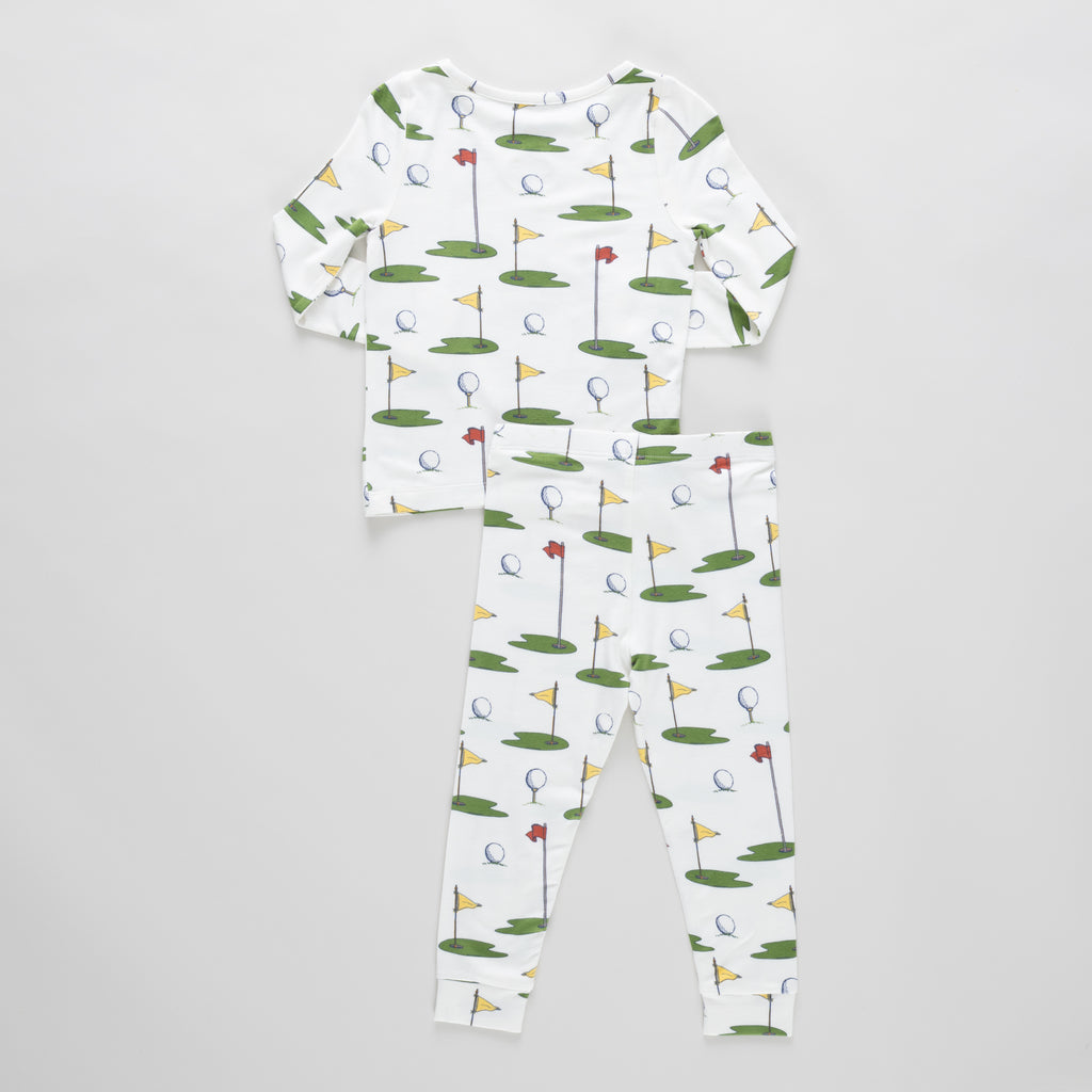 Kids Bamboo PJ Set Cream Golf Tournament