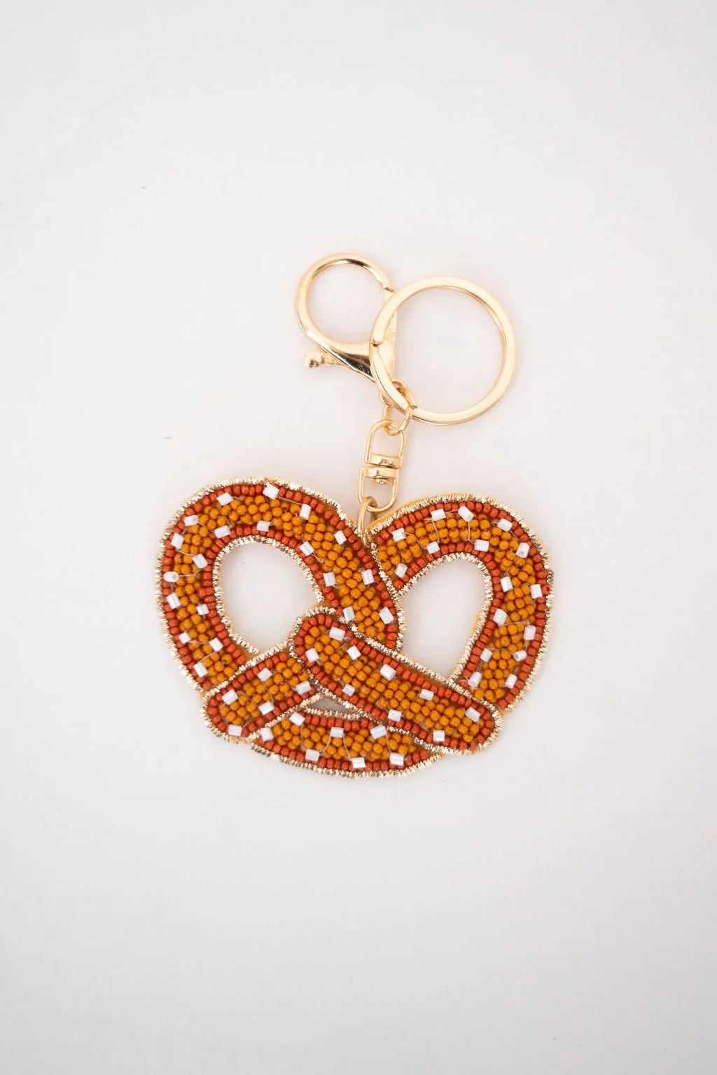 Hand Beaded Key Chain-Bag Charm, Pretzel