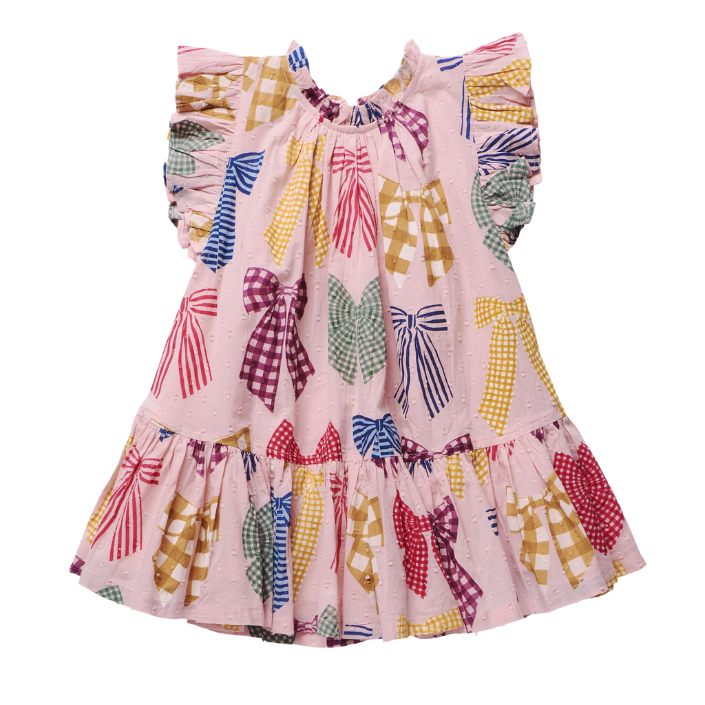 Girls Harper Dress, Patterned Bows