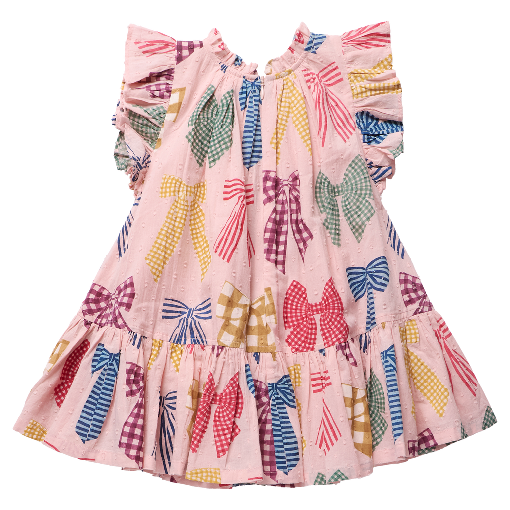 Girls Harper Dress, Patterned Bows