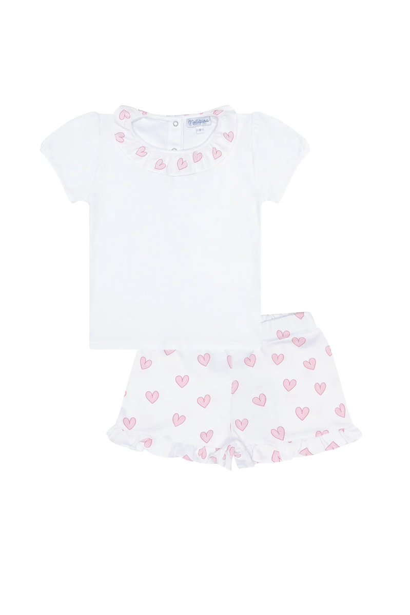 Heart Print Short Set, Pink