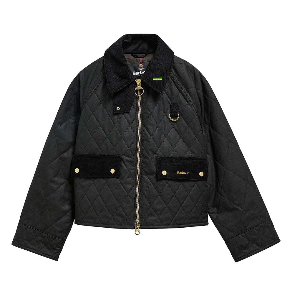 Icon Quilted Spey Waxed Jacket, Black