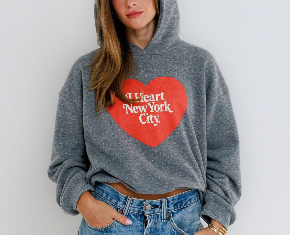I Heart NYC Hoodie, Heather Grey