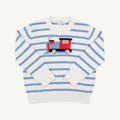 Isaac's Intarsia Sweater, Barrington Blue Stripe with Train