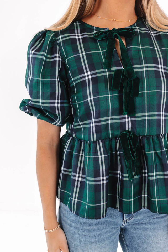 Jordyn Plaid Tie Top
