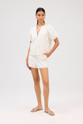 Embroidered Josephine Top, Bone