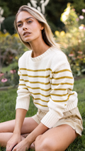 Lake Sweater, Ivory Chartreuse Stripe