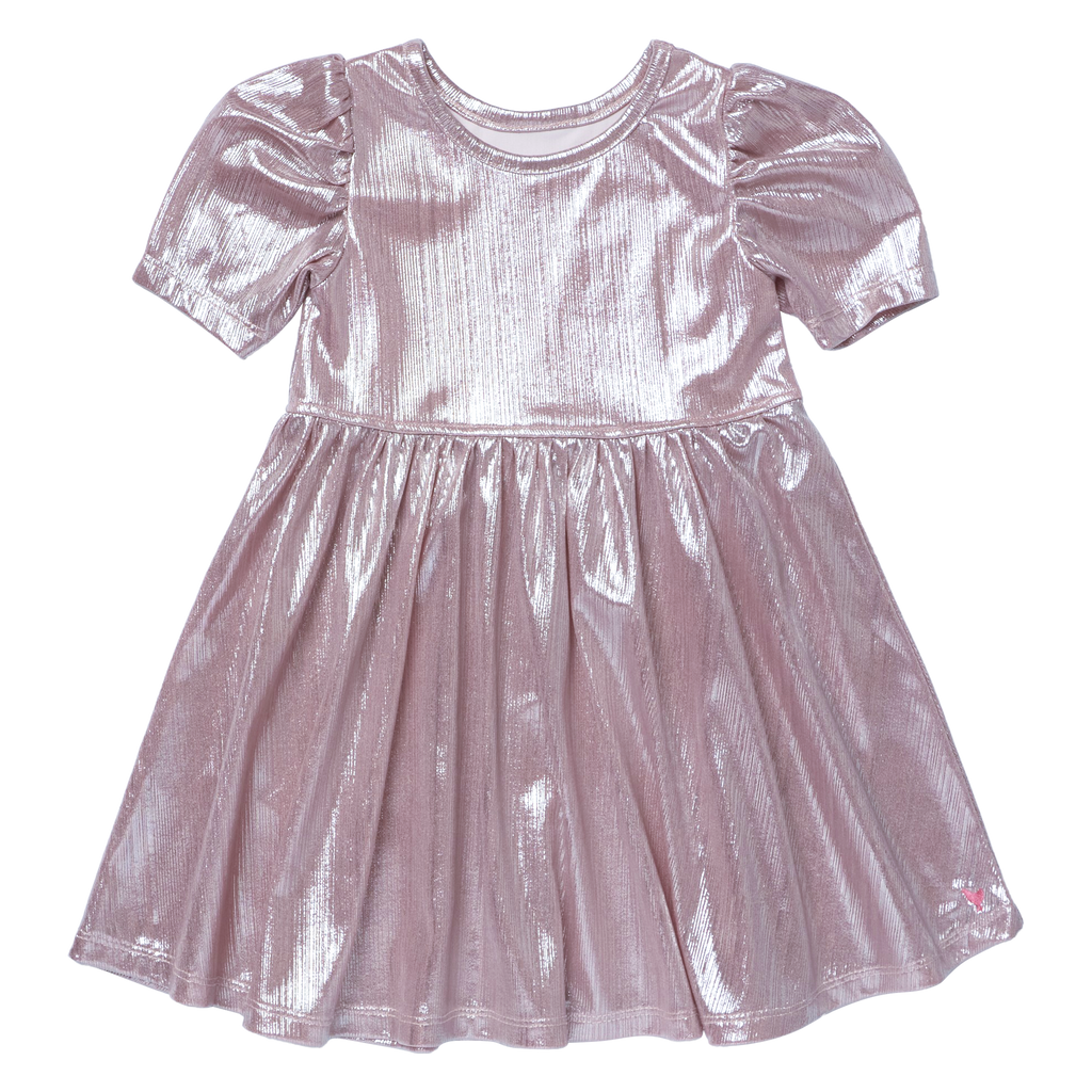 Girls Lame Laurie Dress, Glitter Pink