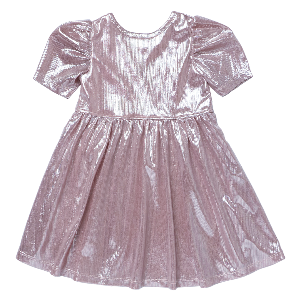 Girls Lame Laurie Dress, Glitter Pink