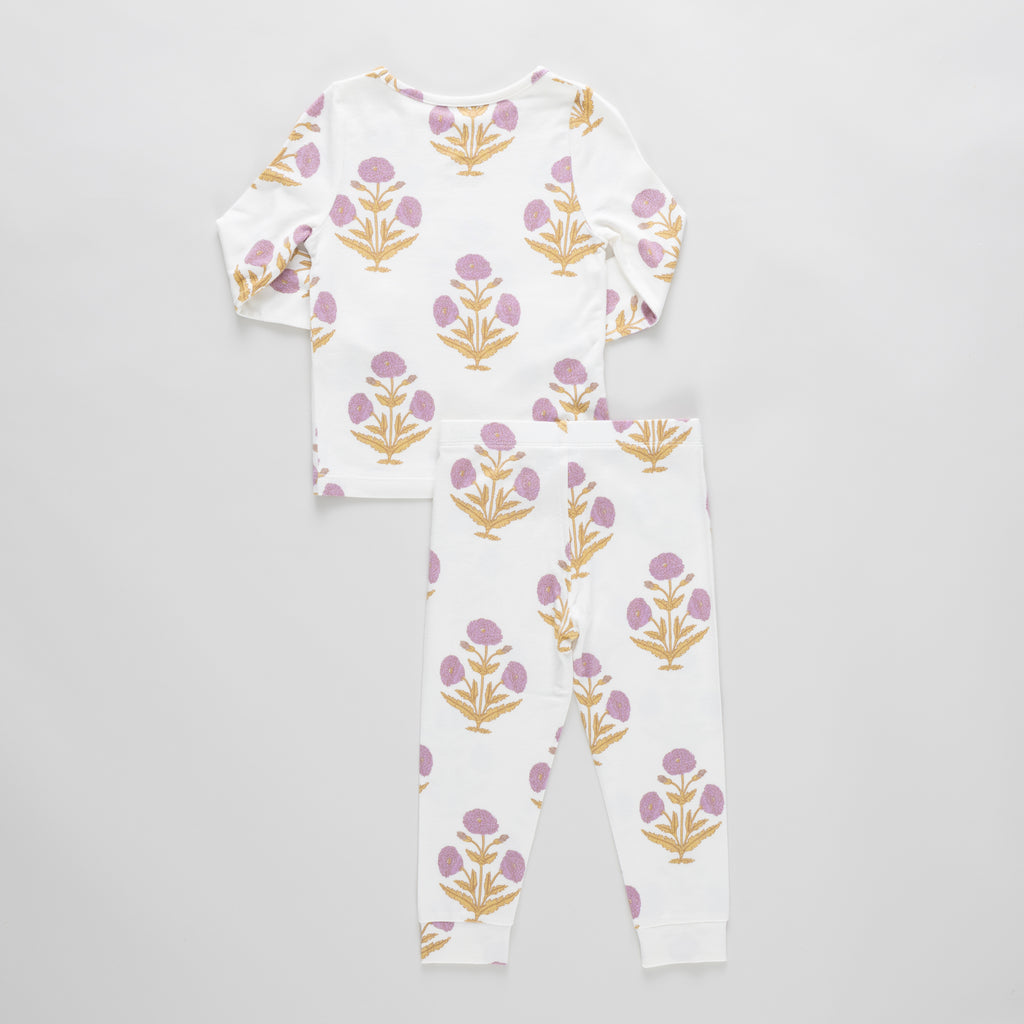 Kids Bamboo PJ Set Lavender Dandelion