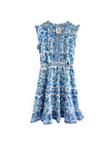 Olivia Dress, Blue and White