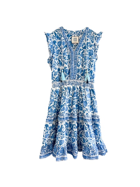 Olivia Dress, Blue and White