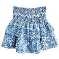 Pleated Smocked Skirt, Blue and White