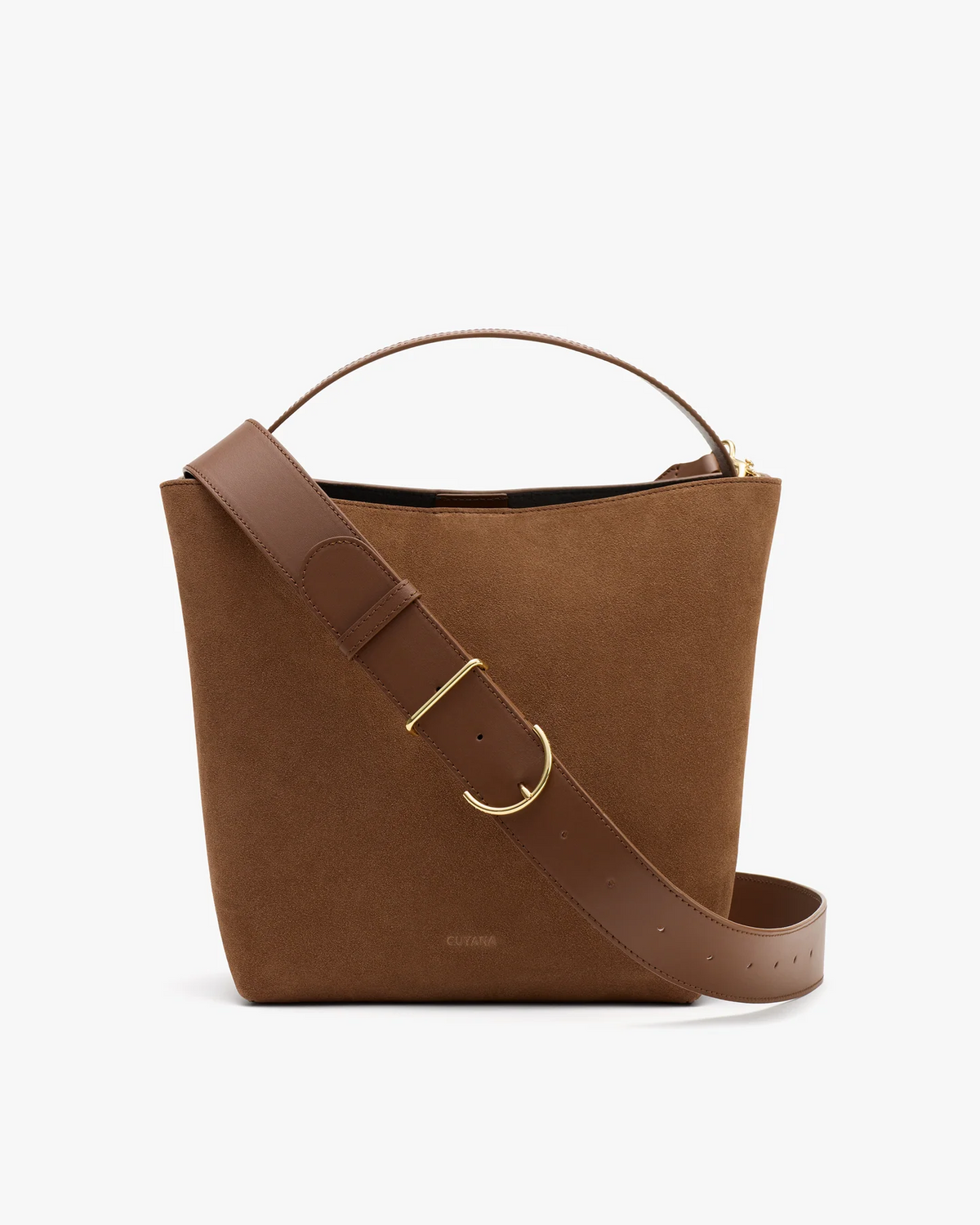 Mini Linea Bucket Bag, Cognac Suede