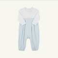 Long Sleeve Bradford Romper, Worth Avenue White & Buckhead Blue