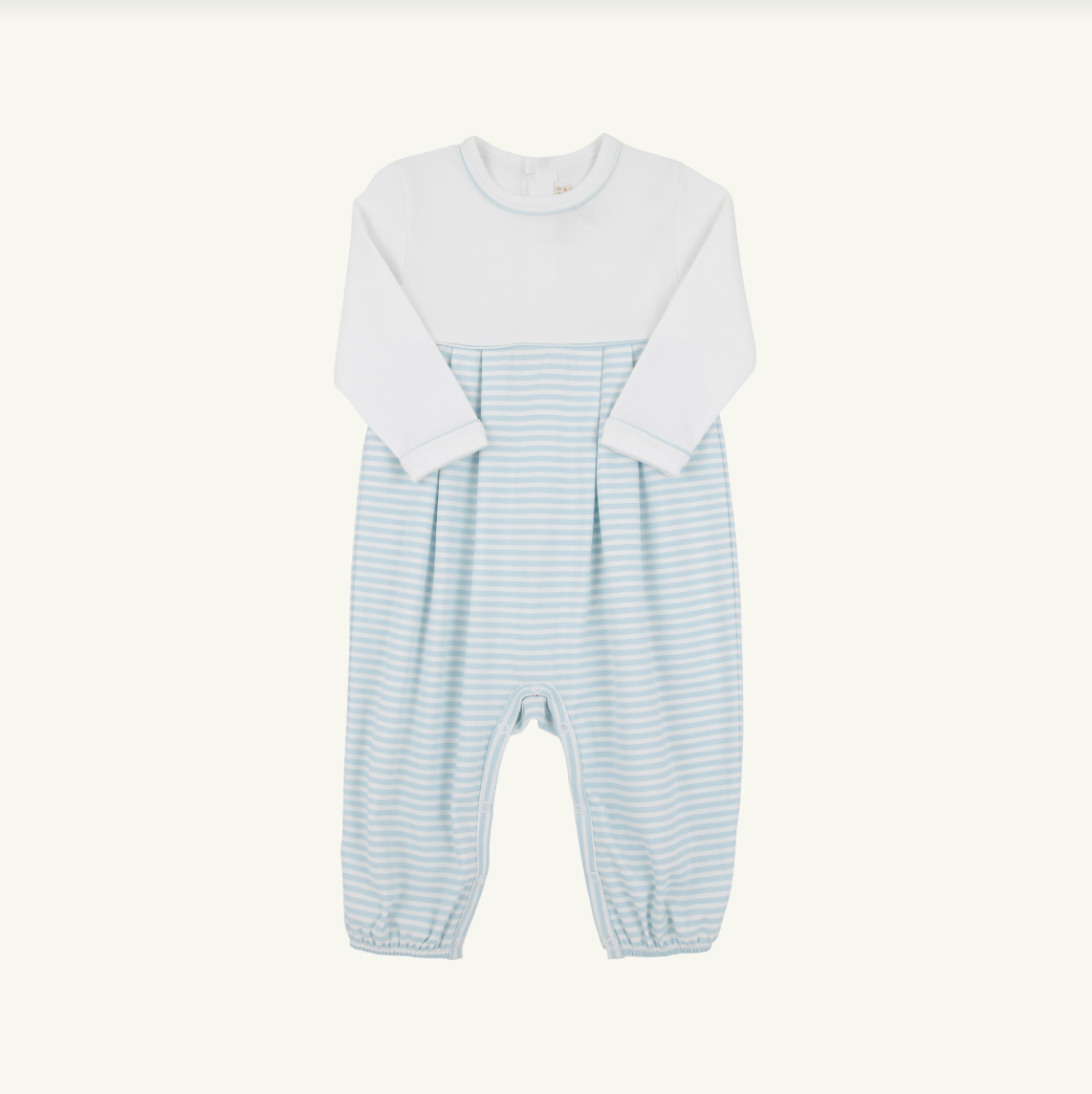 Long Sleeve Bradford Romper, Worth Avenue White & Buckhead Blue