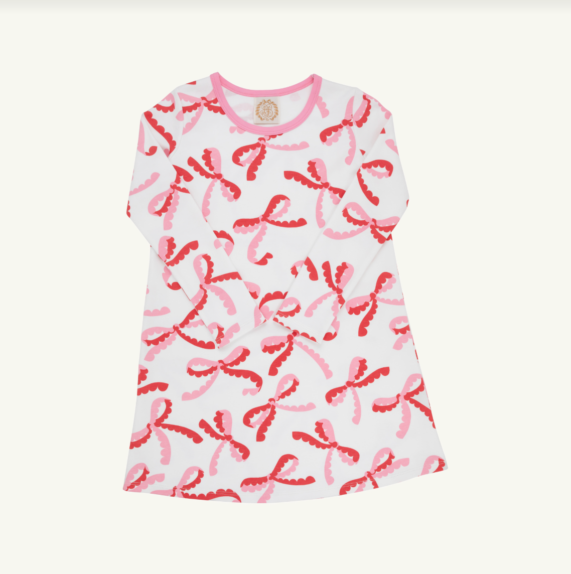 Long Sleeve Polly Play Dress, Bows & Hamptons Hot Pink