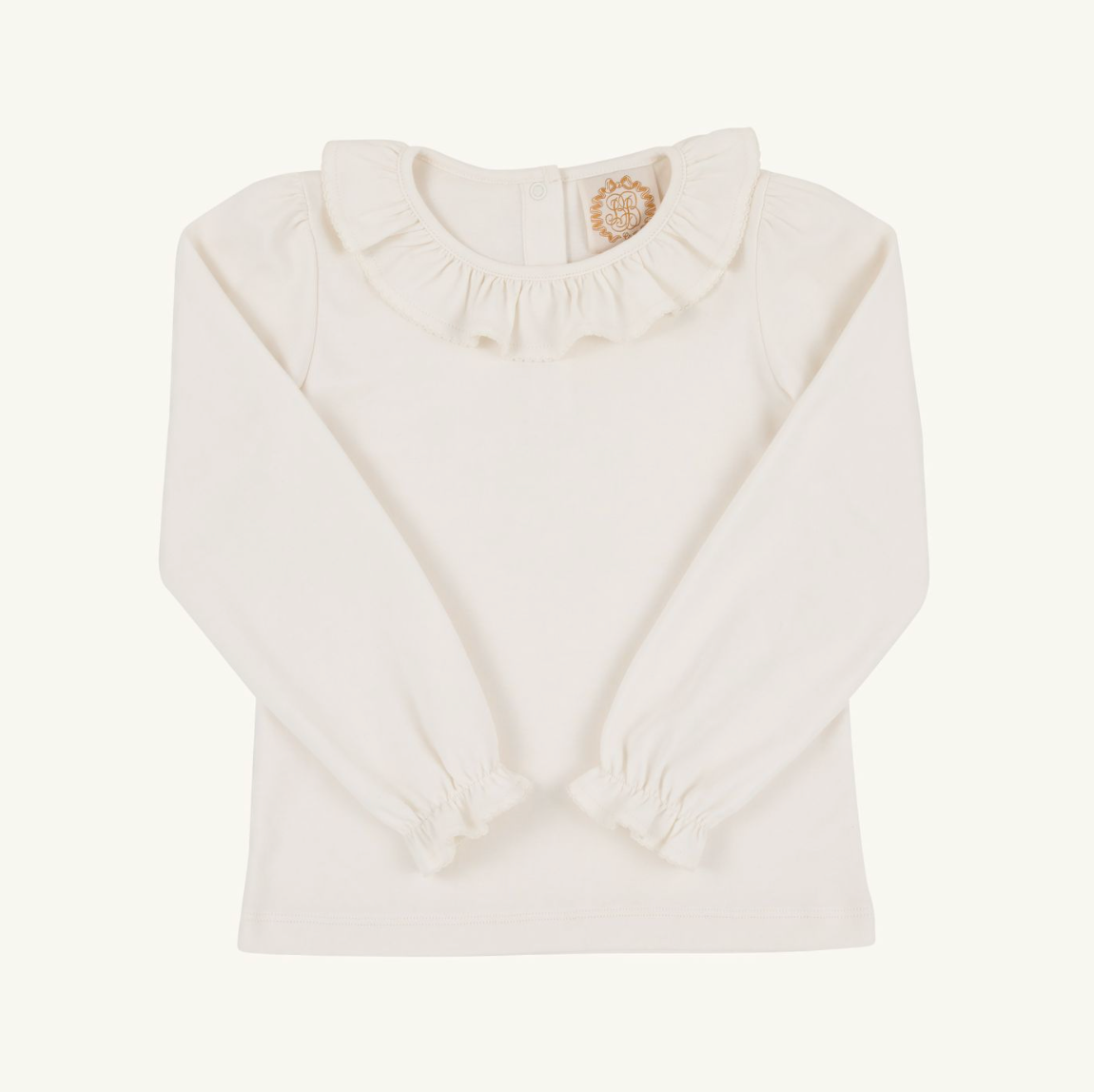 Long Sleeve Ramona Ruffle Shirt, Palmetto Pearl