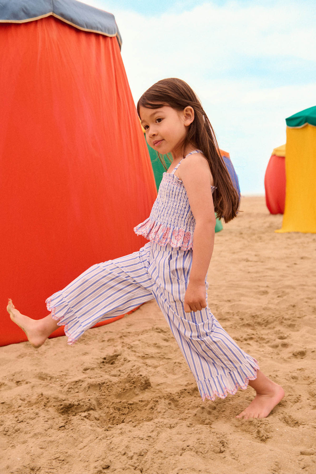 Loukini Pants, Blue Seaside Stripes