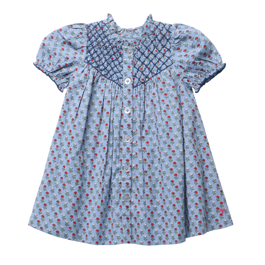 Girls Lucia Dress, Light Blue Carnation