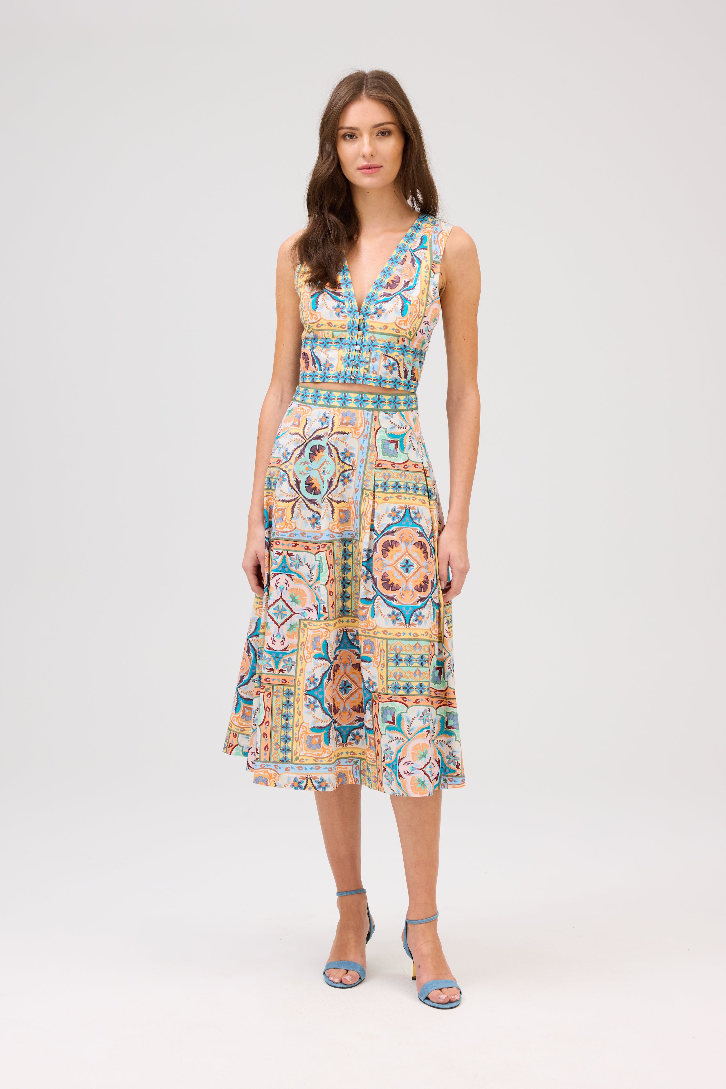 Mabel Skirt, Scarf Print