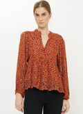 Mandarin Balloon Blouse, Leopard Toffee