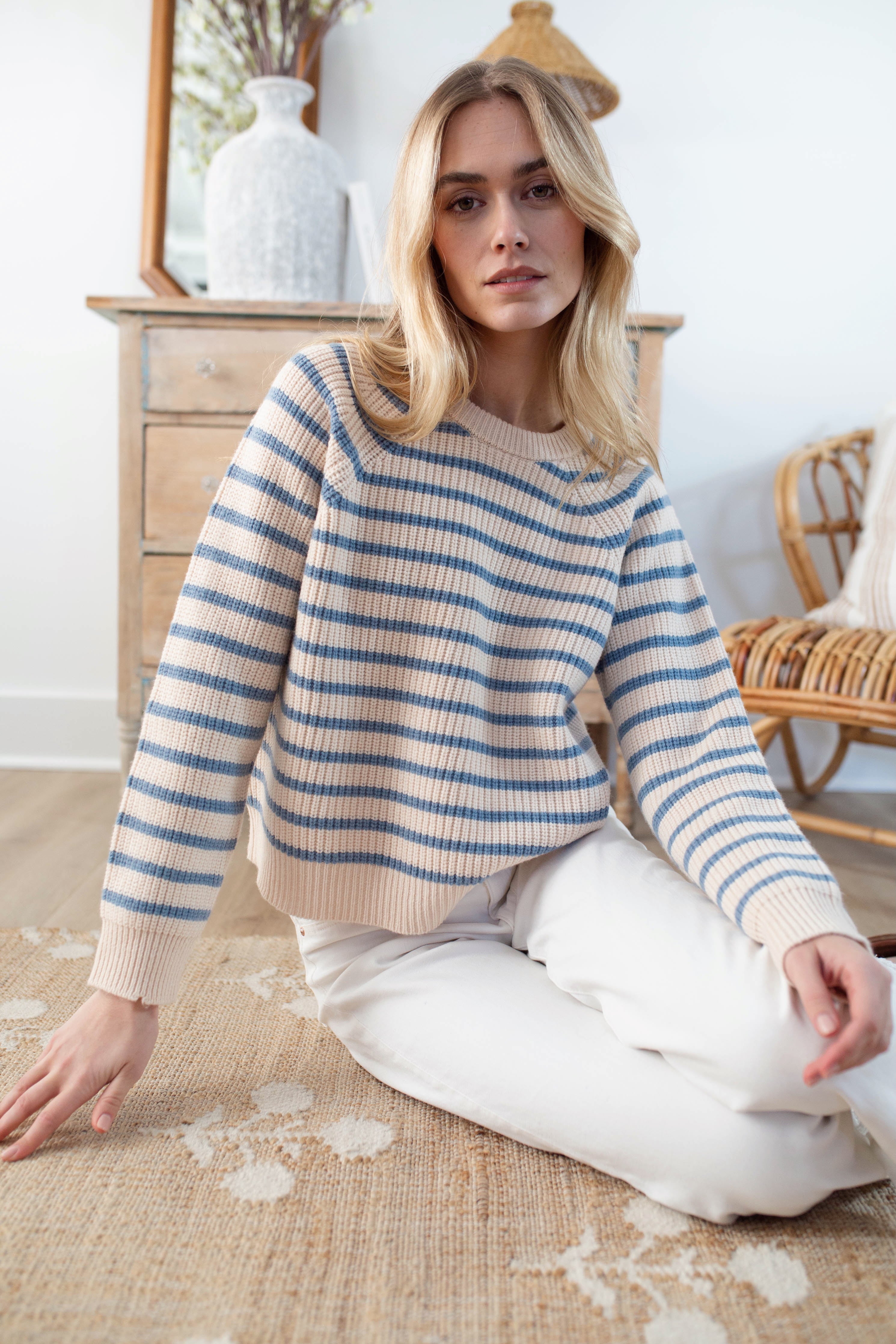 Marea Sweater, Ivory Atlantic Stripe