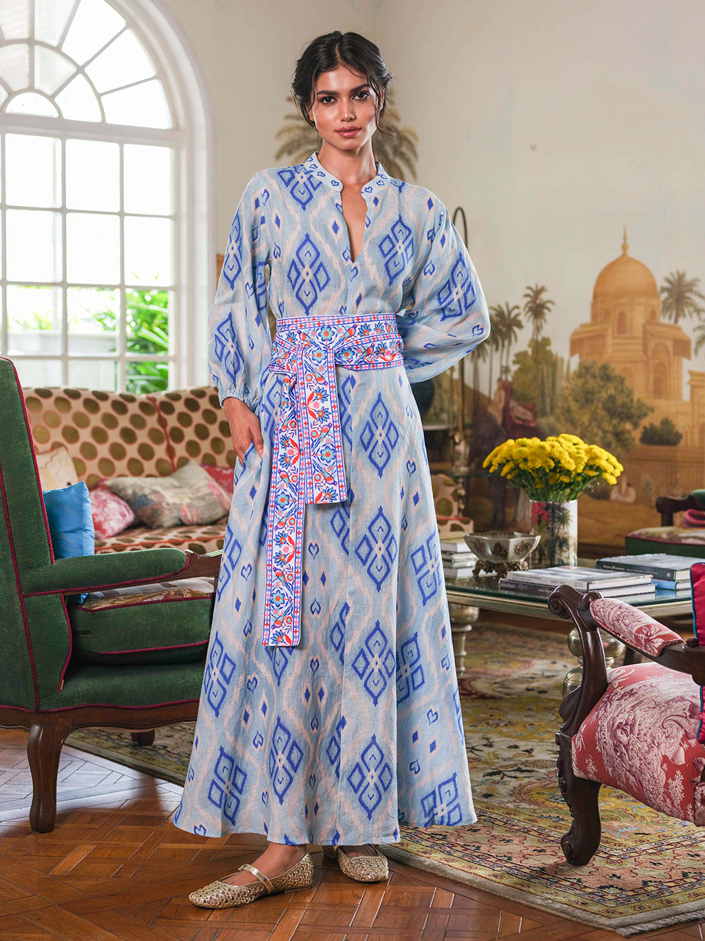 princess polly baby blue dress NIMO WITH LOVE~ Sapphire long ikat blue dress
