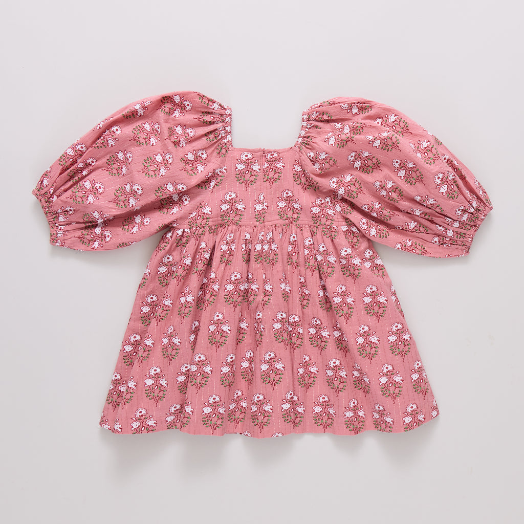 Girls Mary Barrett Dress, Pink Strawflower