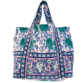 Medium Beach Bag, Green and Navy