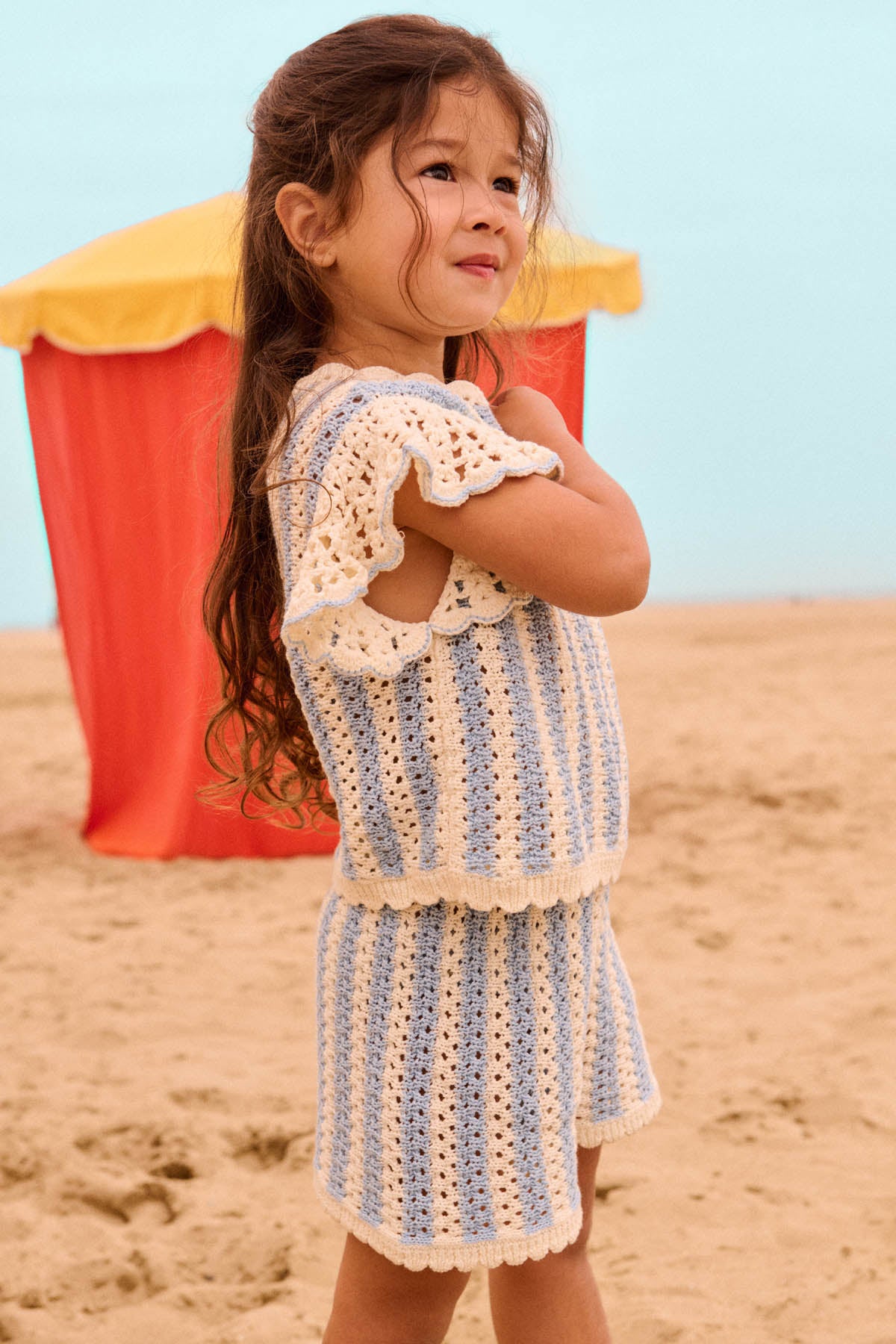 Mekylane Shorts, Blue Stripes