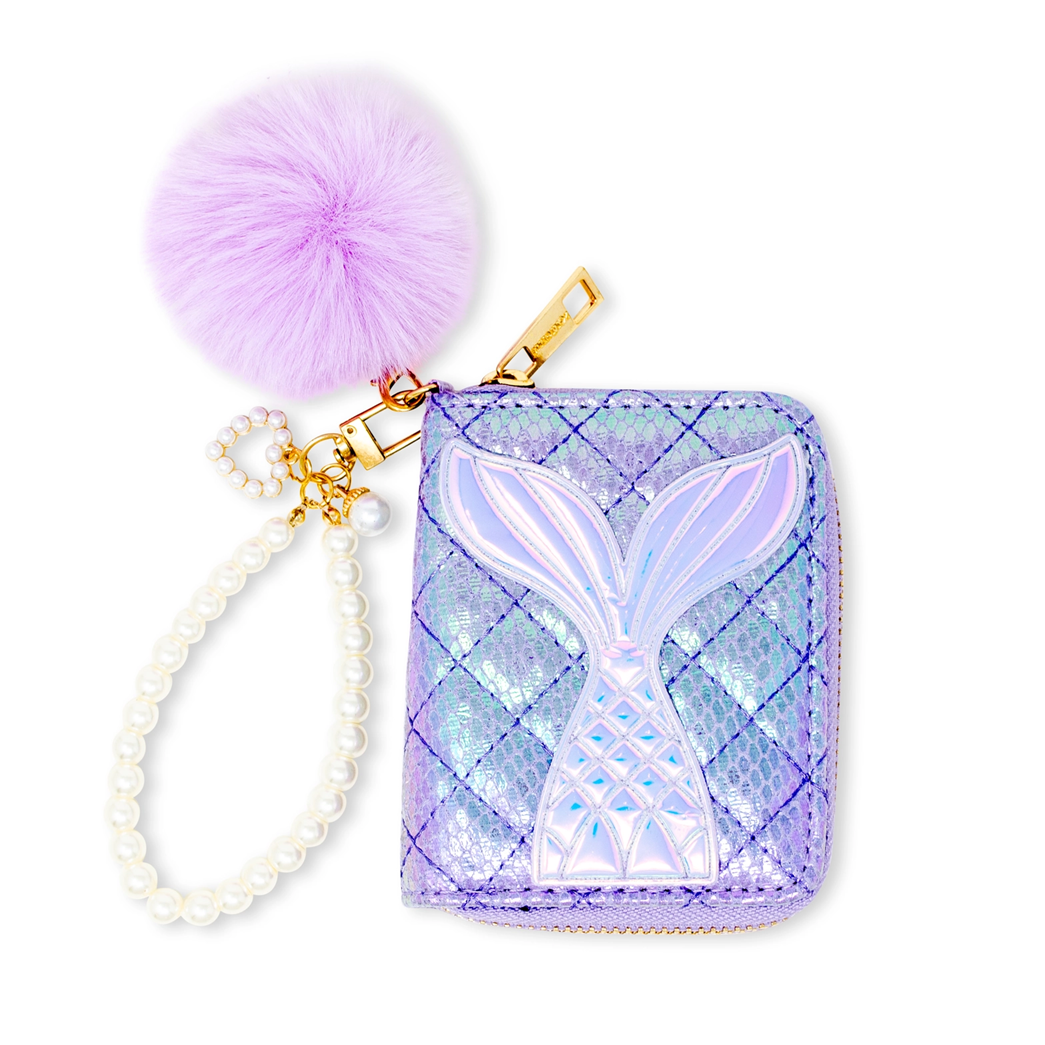 Mermaid Tail Wallet w/ Pearl Strap, Lavender