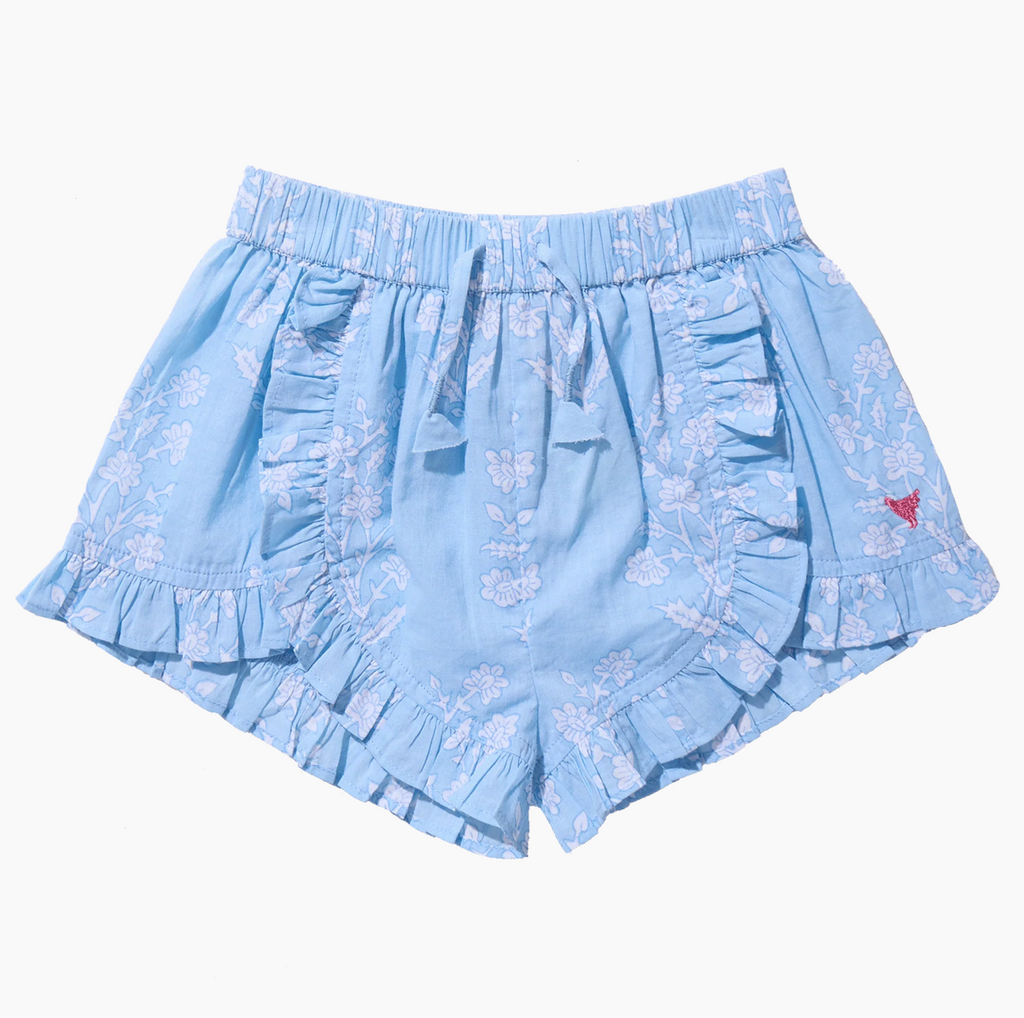 Girls Millie Ruffle Short, Blue Dewdrop