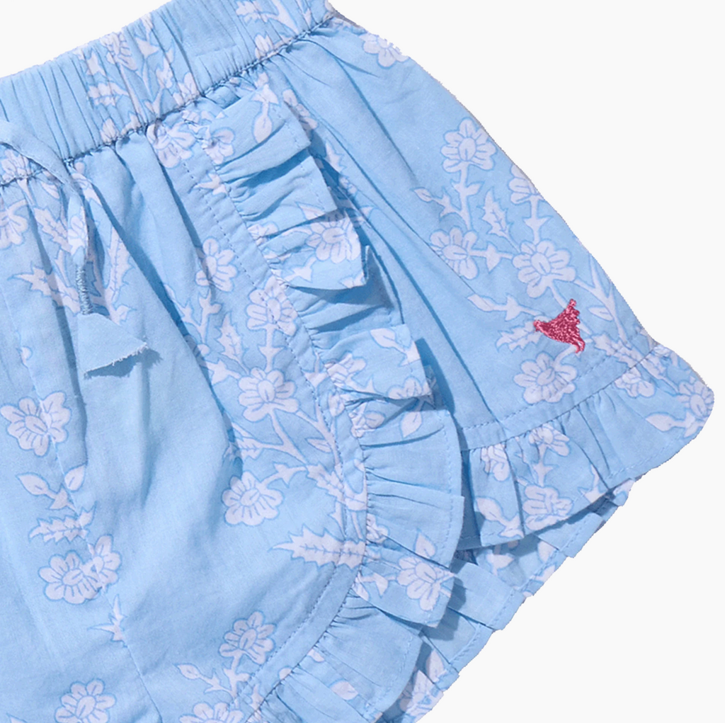 Girls Millie Ruffle Short, Blue Dewdrop