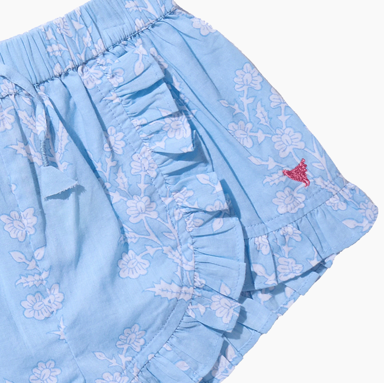 Girls Millie Ruffle Short, Blue Dewdrop