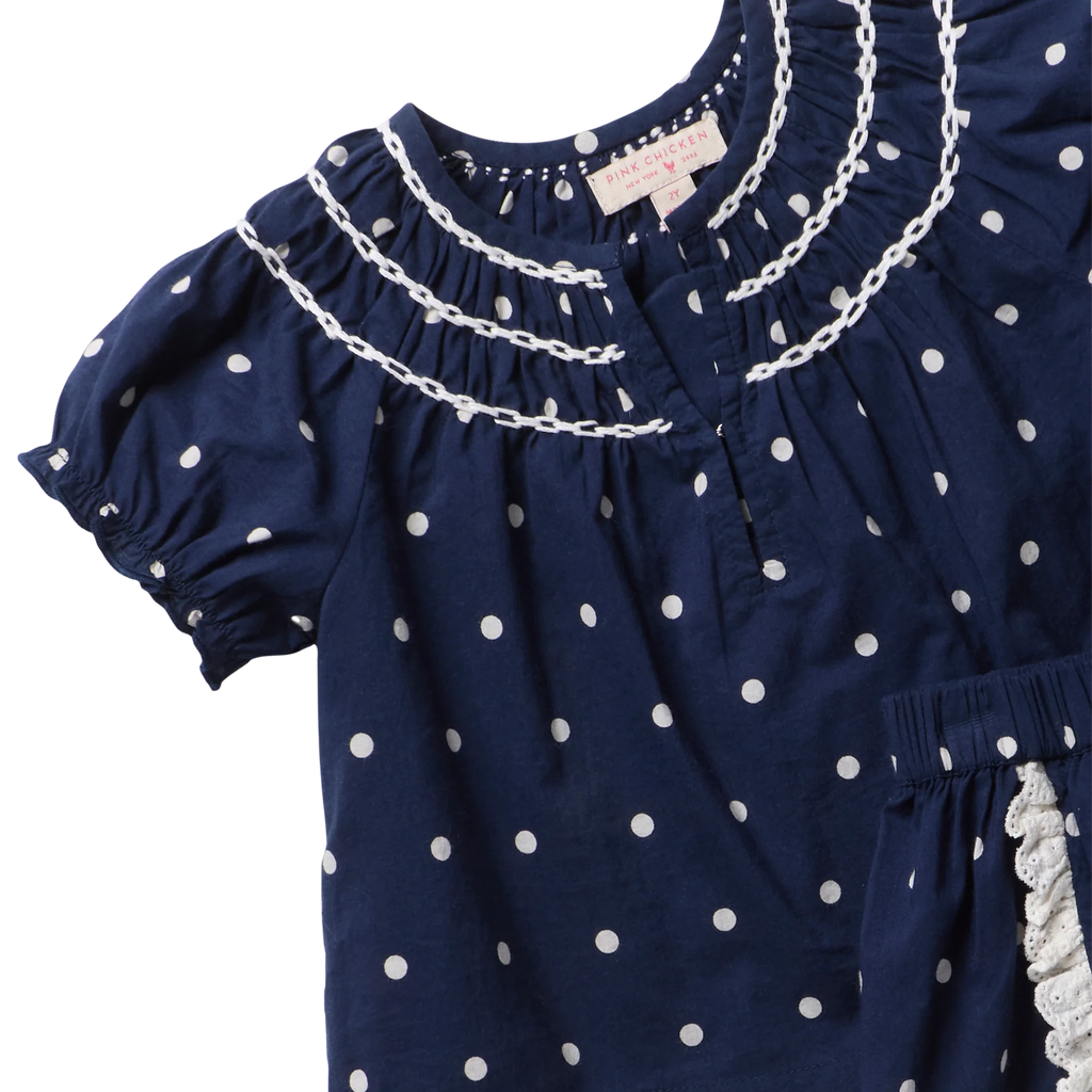 Millie 2-PC Set, Navy Dot