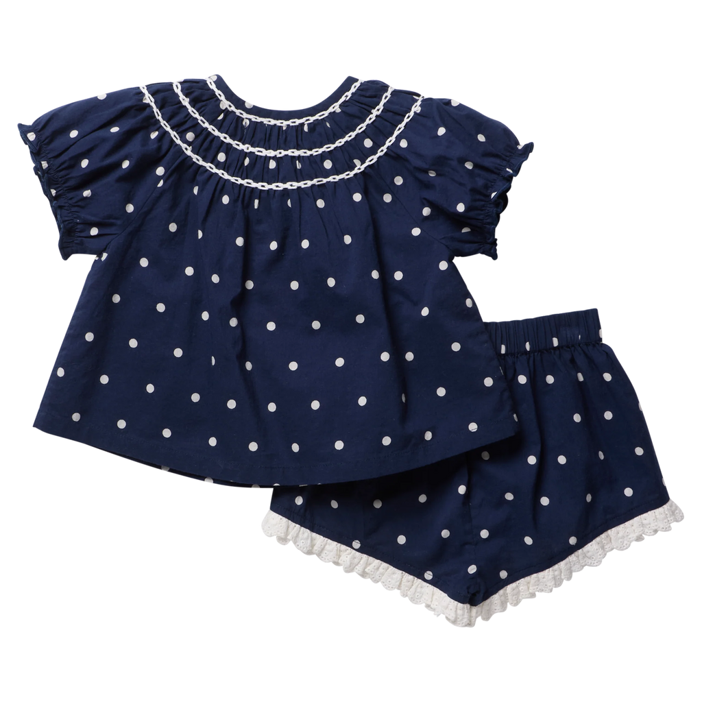 Millie 2-PC Set, Navy Dot