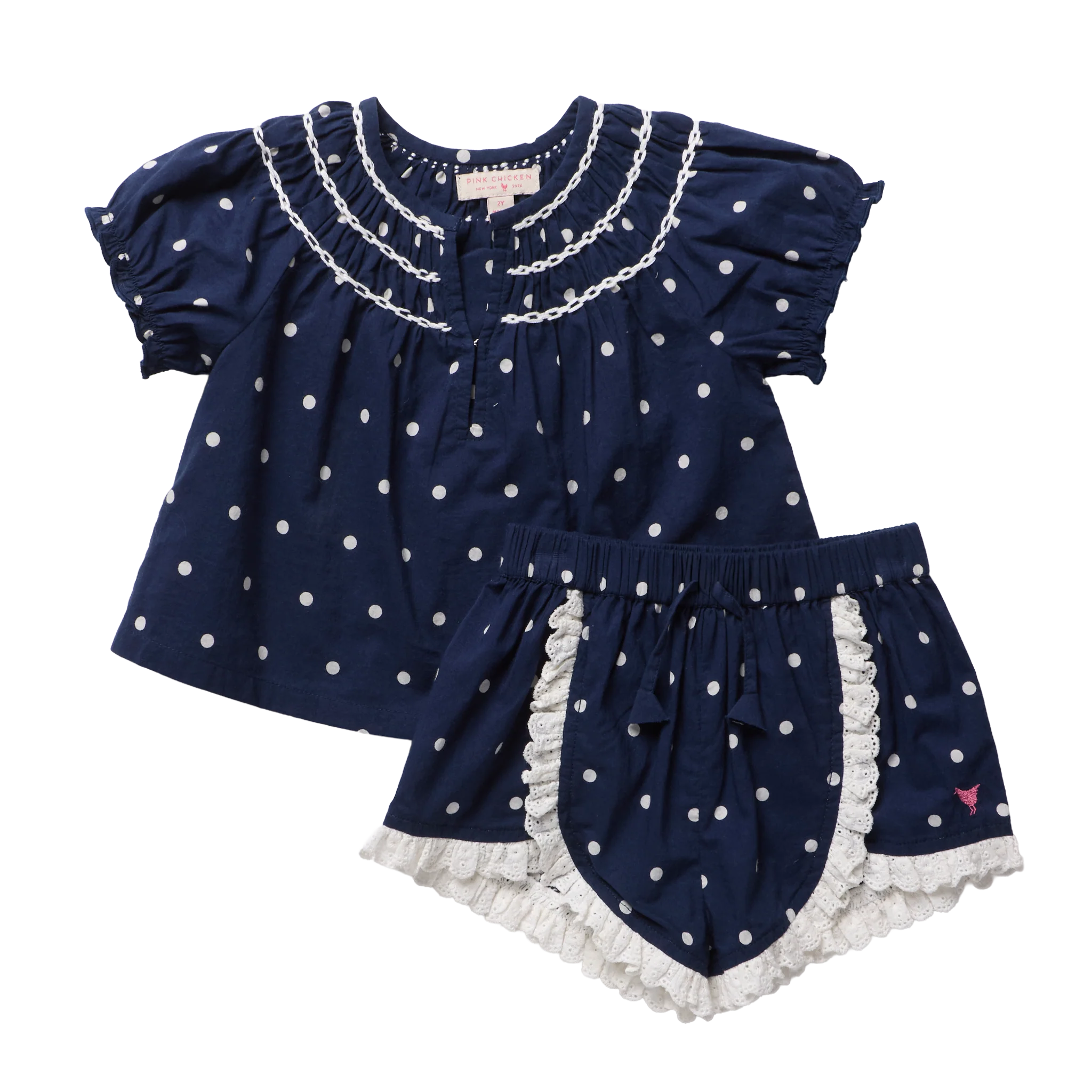 Millie 2-PC Set, Navy Dot