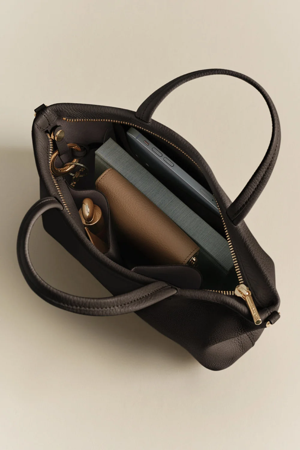Mini Easy Zipper Tote, Mocha
