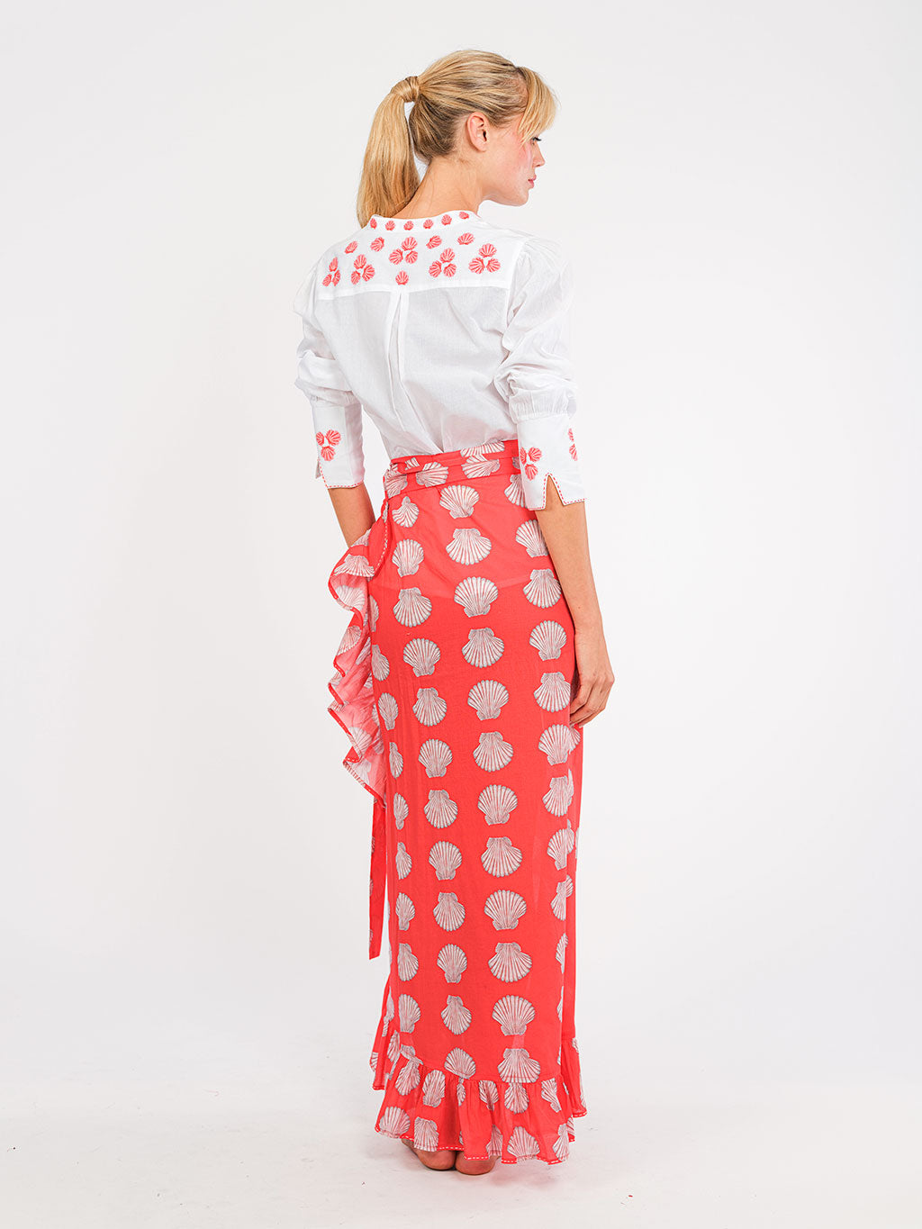 Mullein Skirt, Shells on Red