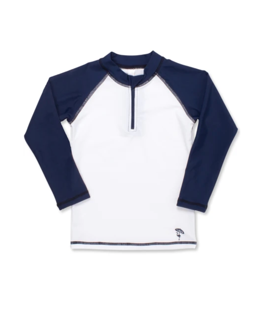Long Sleeve Rash Guard, Navy & White