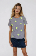 Neon Star Perfect Tee, Heather Grey