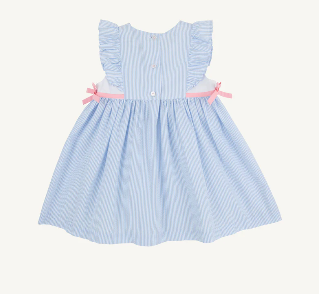 Pammy's Pinafore Dress, Breakers Blue Seersucker/Sandpearl Pink
