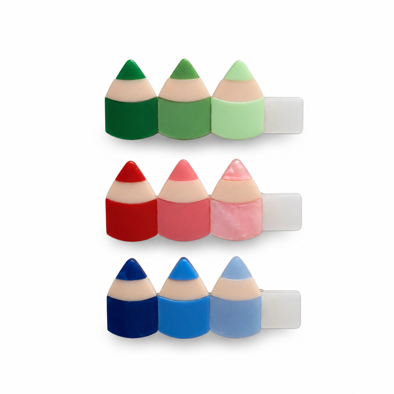 Colored Pencil Hair Clips, Primary Colors