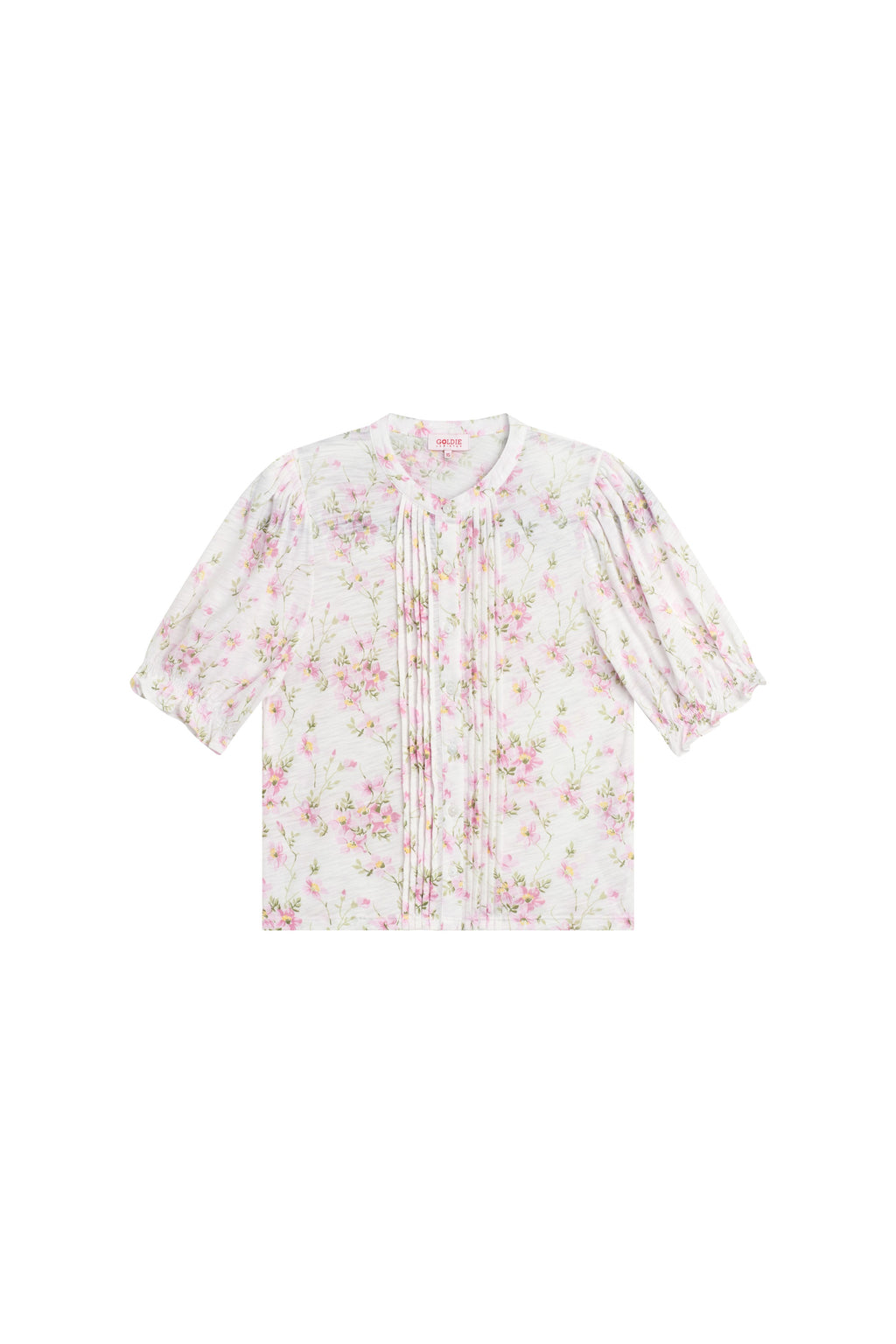 Short Sleeve Pintuck Blouse, Cherry Blossom