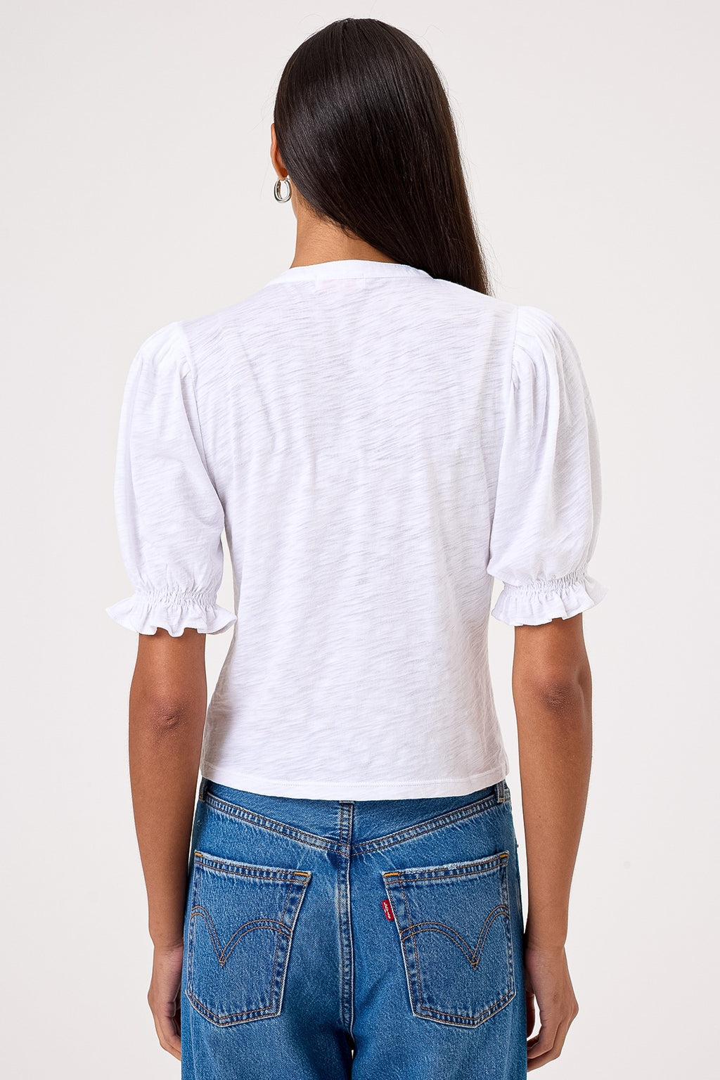 Short Sleeve Pintuck Blouse, White