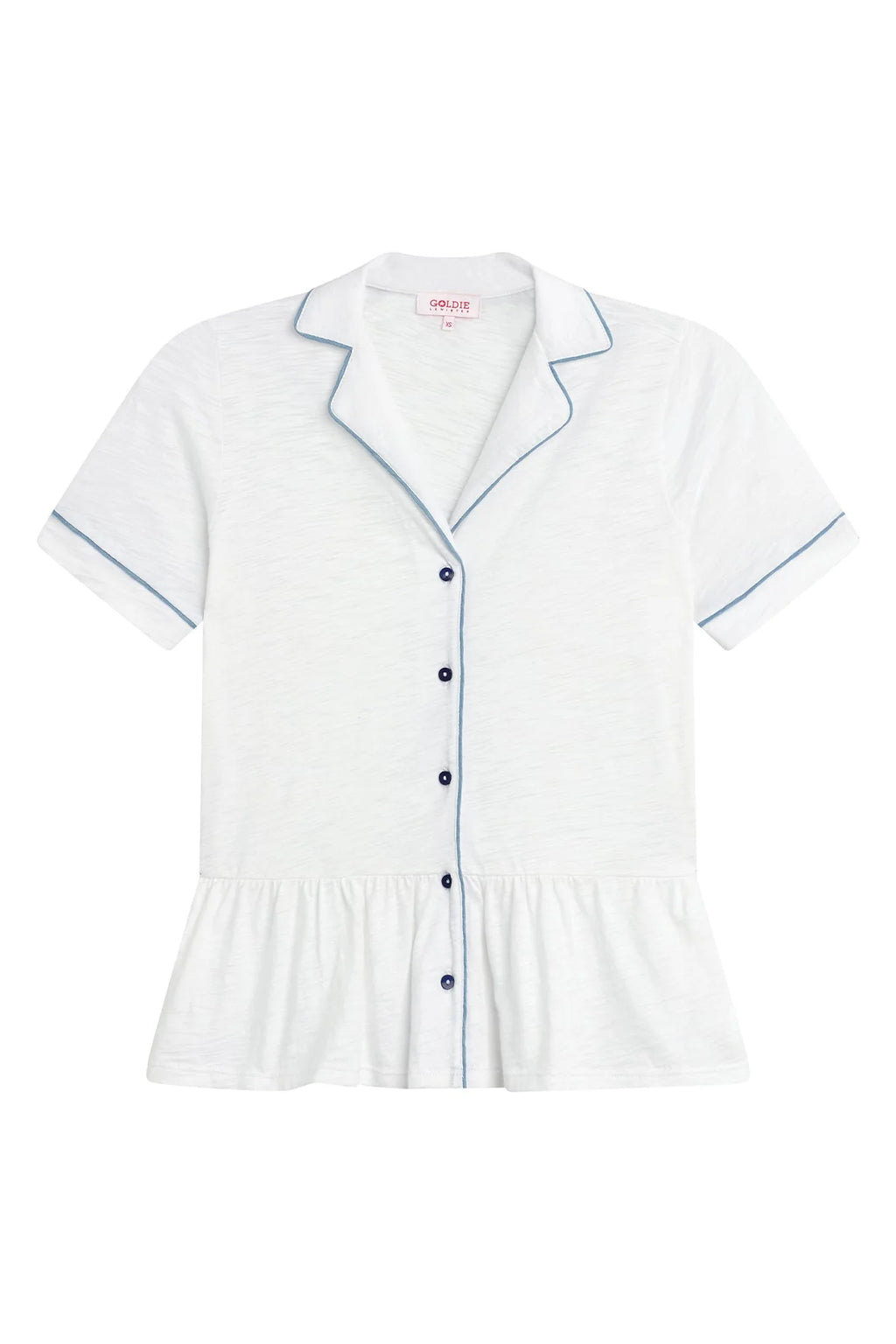 Peplum Shirt with Piping, White