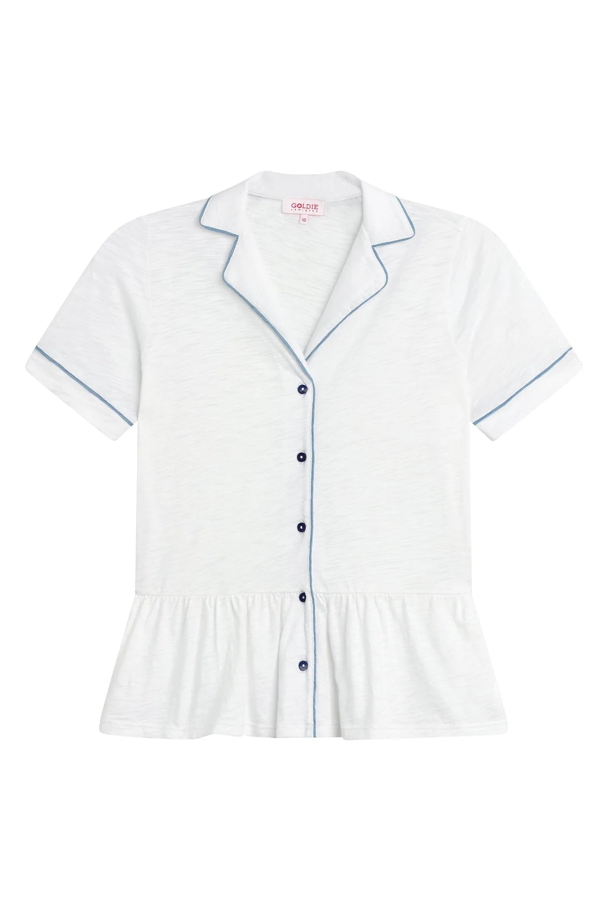 Peplum Shirt with Piping, White