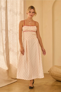 Polka Dot Midi Dress, White & Red