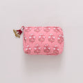 Small Quilted Pouch, Pink Strawflower